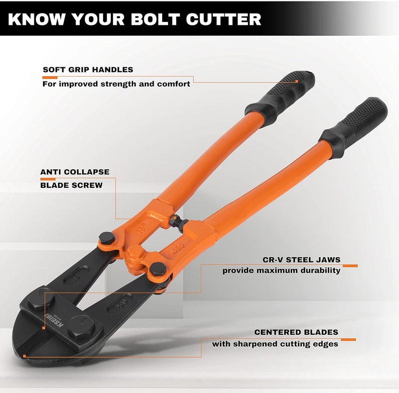 KSEIBI 141595 Bolt Lock Cutter Hand Jaws Blades Chain Wire Fence Cable Rebar Wire (36 Inch-900MM) - Image 3